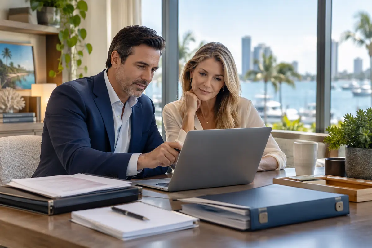 South Florida business owner comparing QuickBooks accounting workflows with a CPA adviser